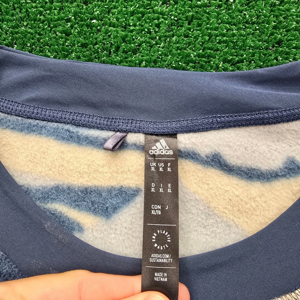 Adidas Sweatshirt Mens XL Blue Mountain Camo Textured Pullover Golf Fleece - Picture 6 of 8